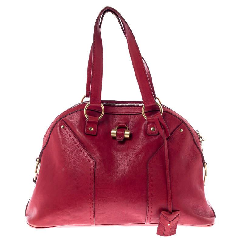 Yves Saint Laurent Red Leather Medium Muse Satchel商品第1张图片规格展示