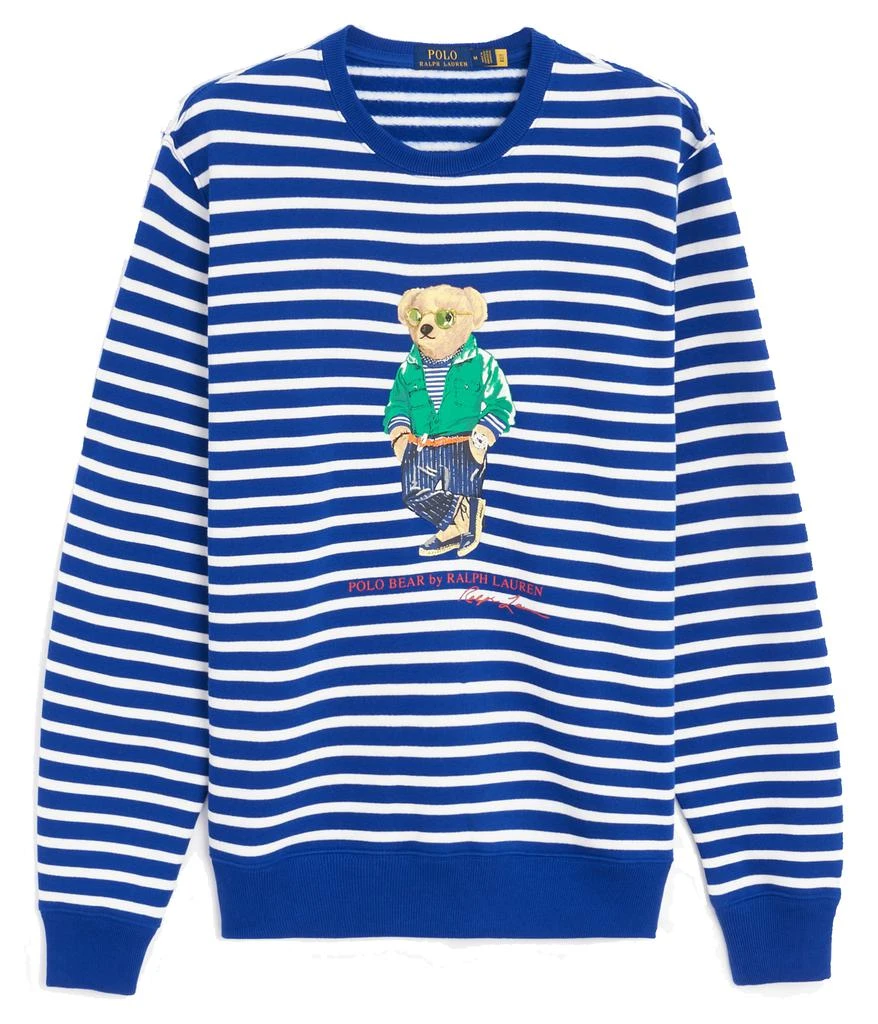 商品Ralph Lauren|Polo Ralph Lauren Preppy Bear Crew Neck Stripes Sweatshirt Navy & Black,价格¥1652,第1张图片