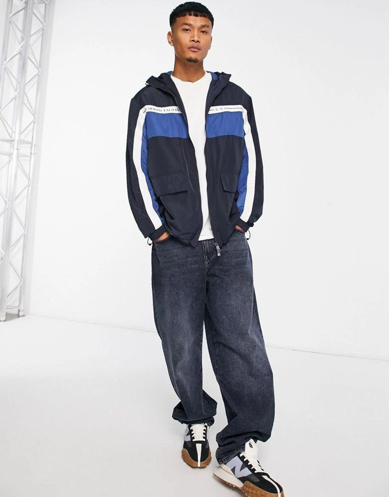 商品Armani Exchange|Armani Exchange taping windbreaker in navy,价格¥1035,第4张图片详细描述