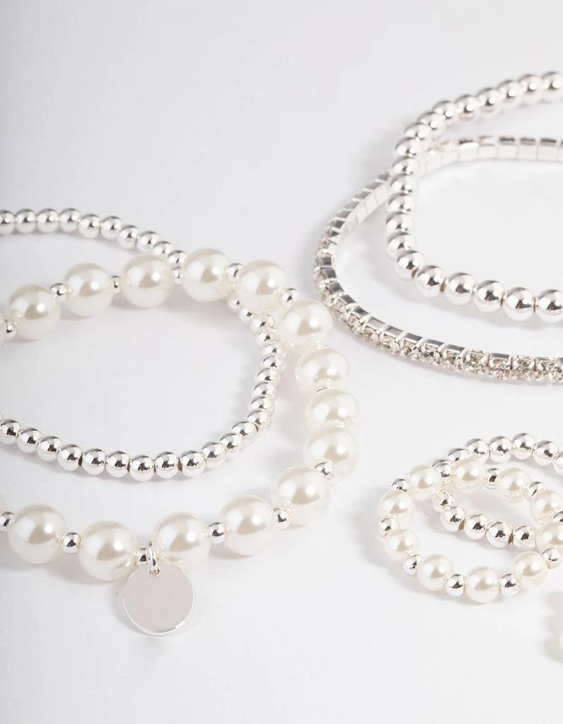 商品Lovisa|Rhodium Mixed Diamante Pearl Bracelet and Ring Pack,价格¥43,第3张图片详细描述