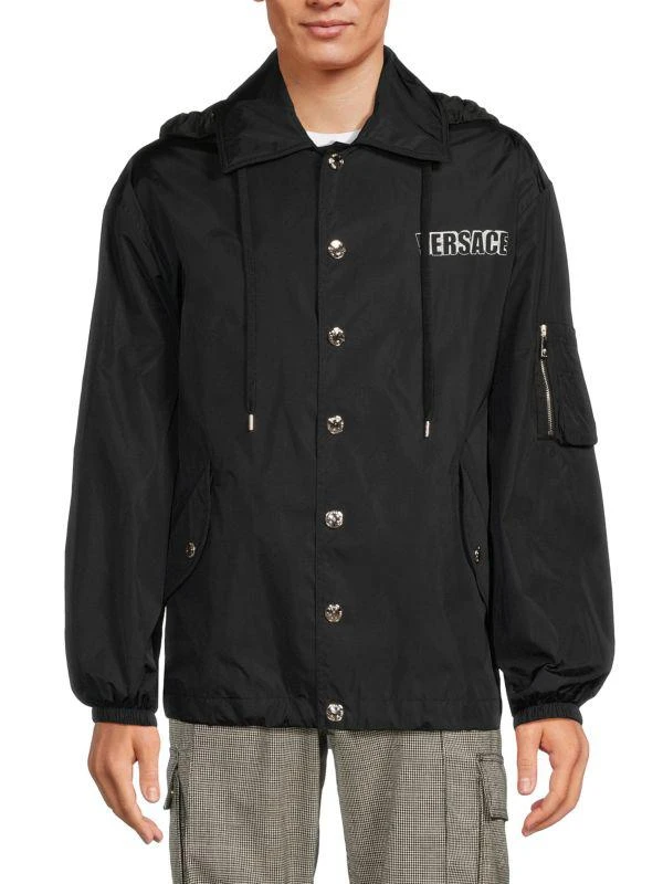商品Versace|Graphic Nylon Hooded Jacket,价格¥3891,第1张图片