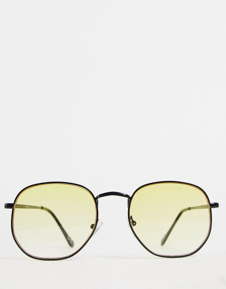 商品ASOS|ASOS DESIGN round sunglasses with yellow gradient lens in black,价格¥78,第3张图片详细描述