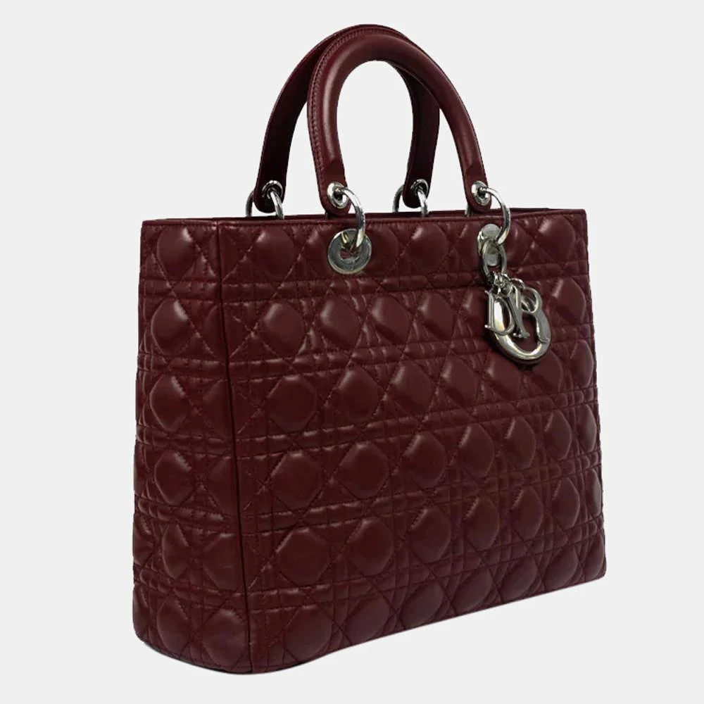 商品[二手商品] Dior|Dior Burgundy Leather Cannage Lady Dior Tote Bag ,价格¥19760,第2张图片详细描述
