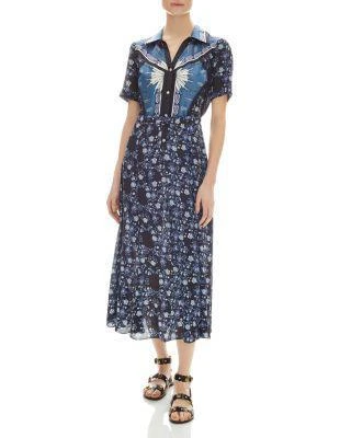 商品Sandro|Nour Mixed-Print Midi Dress,价格¥1631,第1张图片