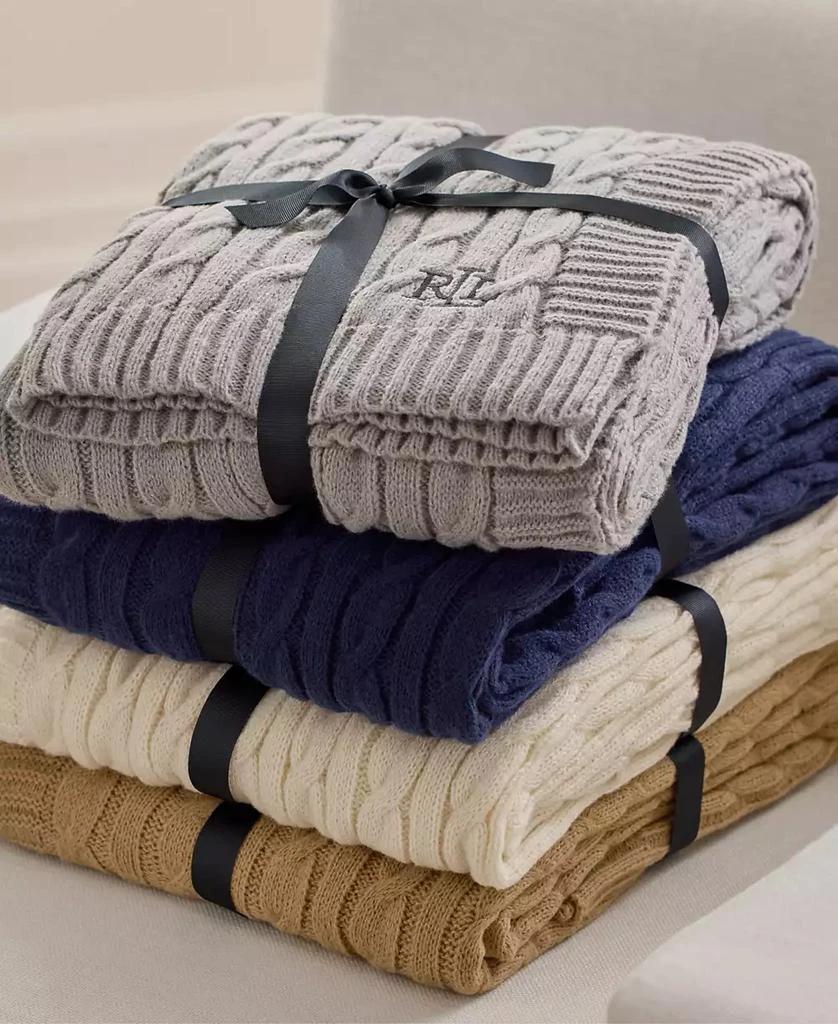 商品Ralph Lauren|Jamie Cable-Knit Throw, 50" x 60",价格¥449,第3张图片详细描述