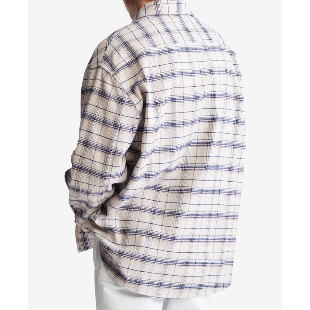 Men's Oversized Flannel Plaid Shirt商品第2张图片规格展示