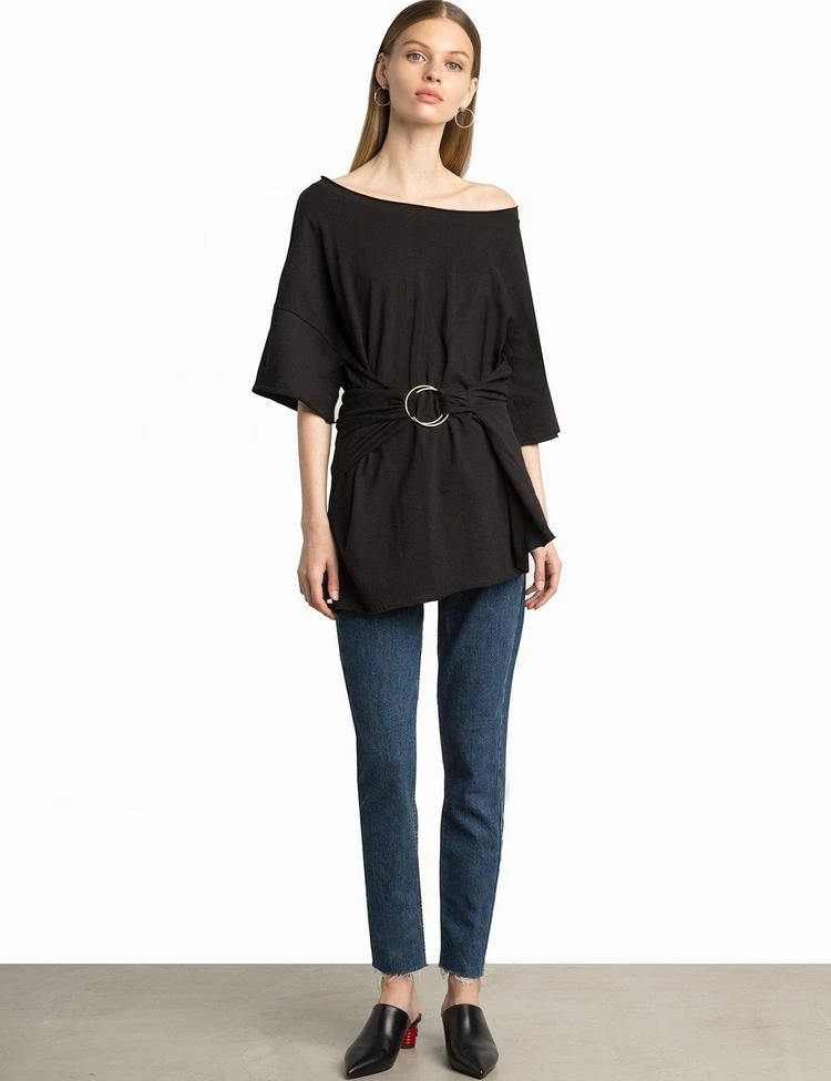 商品Pixie Market|Black Ring Belt Slouchy Tee,价格¥319,第1张图片