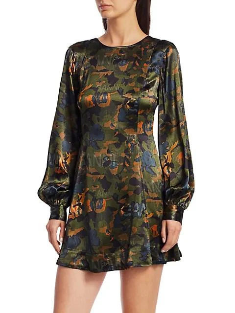 商品Ganni|Floral Heavy Satin Mini Dress,价格¥1050,第3张图片详细描述