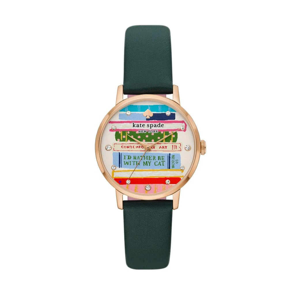 商品Kate Spade|34 mm Metro-Book Dial Leather Watch - KSW1766,价格¥1089,第1张图片