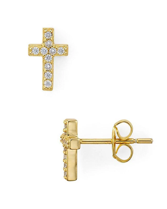 商品AQUA|Small Cross Stud Earrings in Platinum-Plated Sterling Silver or 18K Gold-Plated Sterling Silver - Exclusive,价格¥359,第1张图片