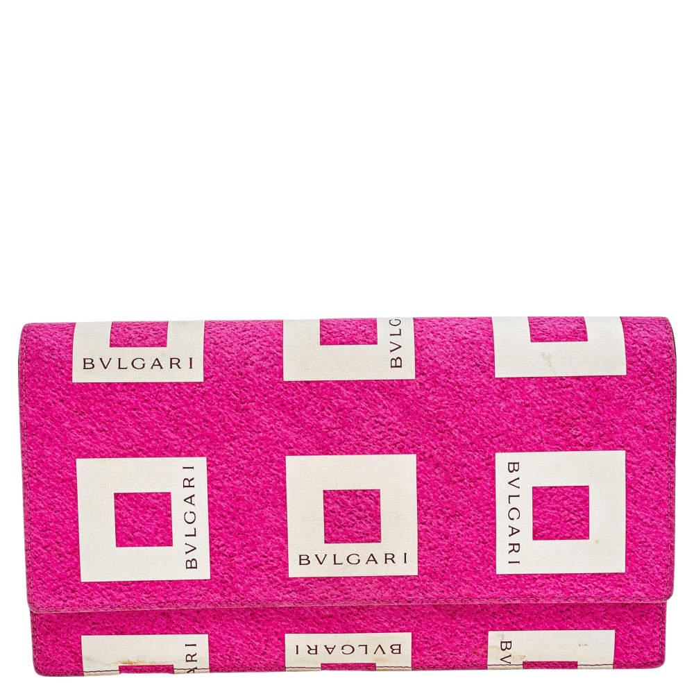 Bvlgari Pink/White Logo Print Fabric Clutch商品第1张图片规格展示