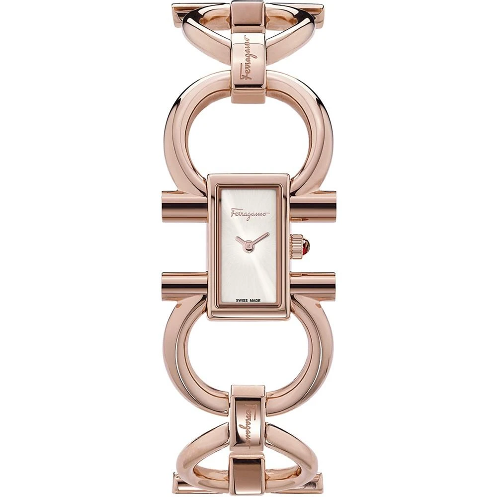 商品Salvatore Ferragamo|Ferragamo Women's  Swiss Double Gancini Rose Gold Ion-Plated Bracelet Watch 14x24mm,价格¥7333,第1张图片