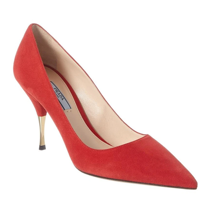 PRADA 女士红色绒面革尖头高跟鞋 1I573L-008-F0011 商品