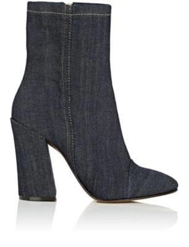 商品Dries Van Noten|Angled-Heel Denim Ankle Boots,价格¥3563,第1张图片