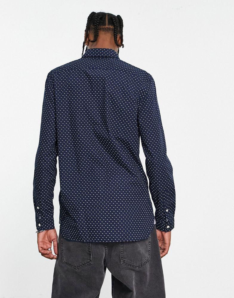 商品Lacoste|Lacoste polka dot long sleeve shirt in navy,价格¥641,第4张图片详细描述