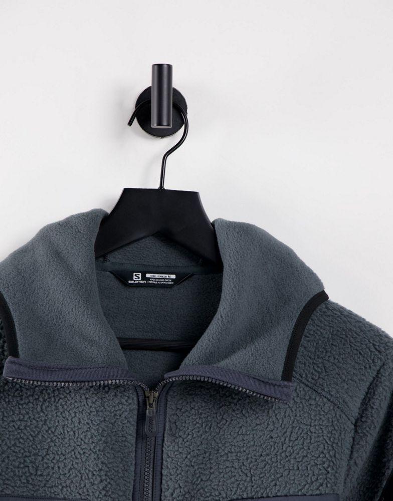 商品Salomon|Salomon Snowshelter Ted zip through hoodie in grey,价格¥606,第6张图片详细描述