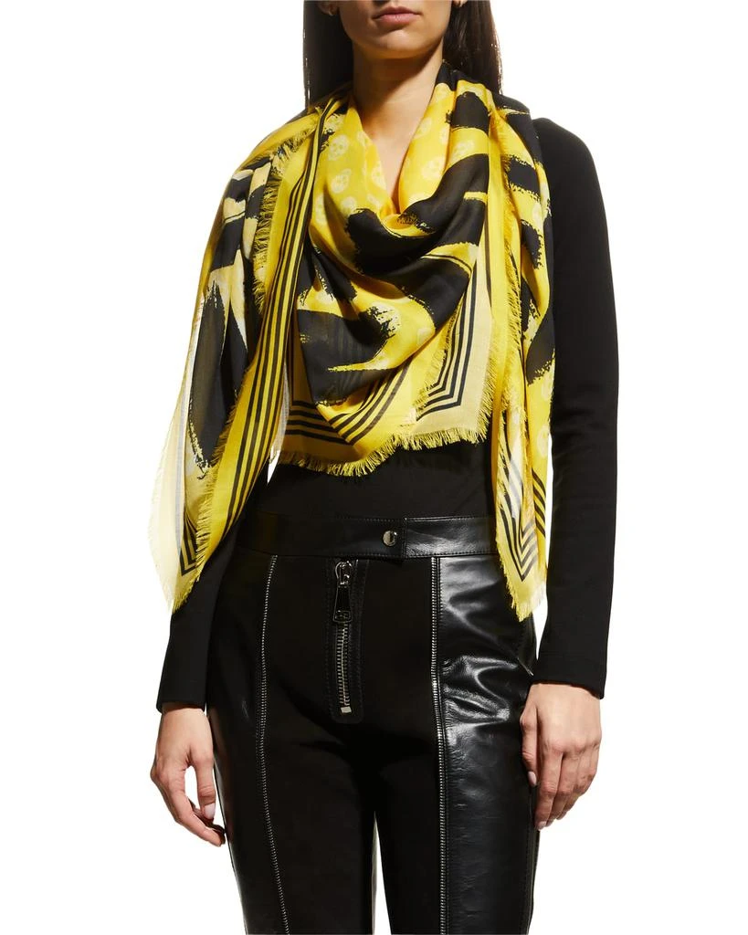 商品Alexander McQueen|Graffiti Logo Skull Biker Scarf,价格¥1569,第1张图片