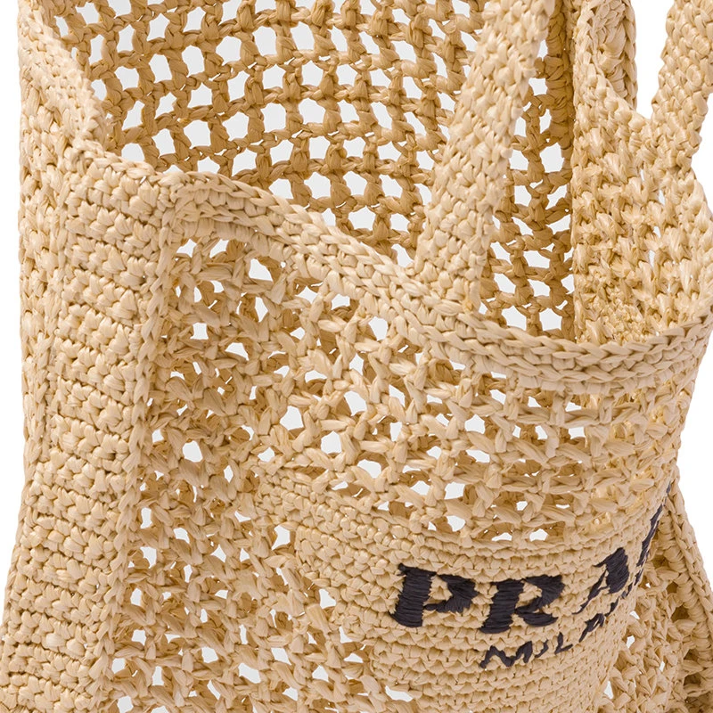 商品Prada|【预售3-7天】普拉达  女士棕褐色酒椰纤维解构式单肩手提镂空托特包1BG393_2A2T_F0018_V_OOO,价格¥12452,第6张图片详细描述