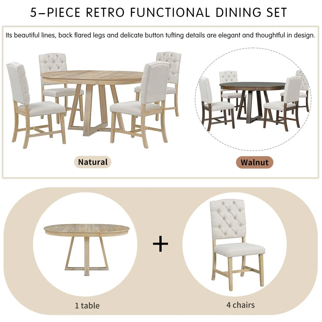 商品Simplie Fun|5-Piece Retro Functional Dining Set,价格¥9526,第5张图片详细描述