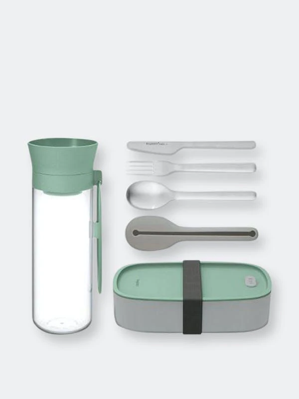 商品BergHOFF|BergHOFF Leo Lunch Set, Water Bottle Flatware and Bento Box, Green,价格¥677,第1张图片