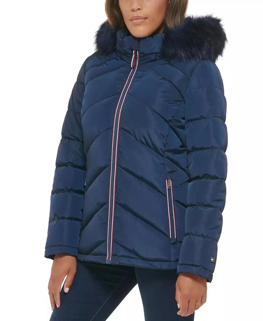 商品Tommy Hilfiger|Women's Faux-Fur-Trim Hooded Puffer Coat,价格¥649,第3张图片详细描述