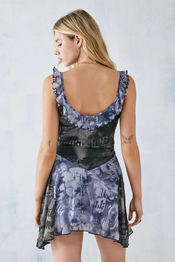 商品Urban Outfitters|UO Teya Text Mesh Frill Mini Dress,价格¥536,第4张图片详细描述