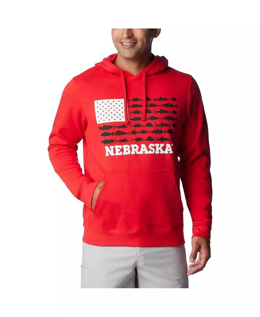 商品Columbia|Men's Scarlet Nebraska Huskers PFG Fish Flag II Pullover Hoodie,价格¥390,第1张图片