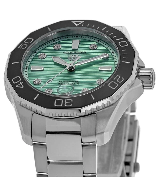 商品TAG Heuer|Tag Heuer Aquaracer Professional 300 Green Diamond Dial Women's Watch WBP231K.BA0618,价格¥23259,第2张图片详细描述