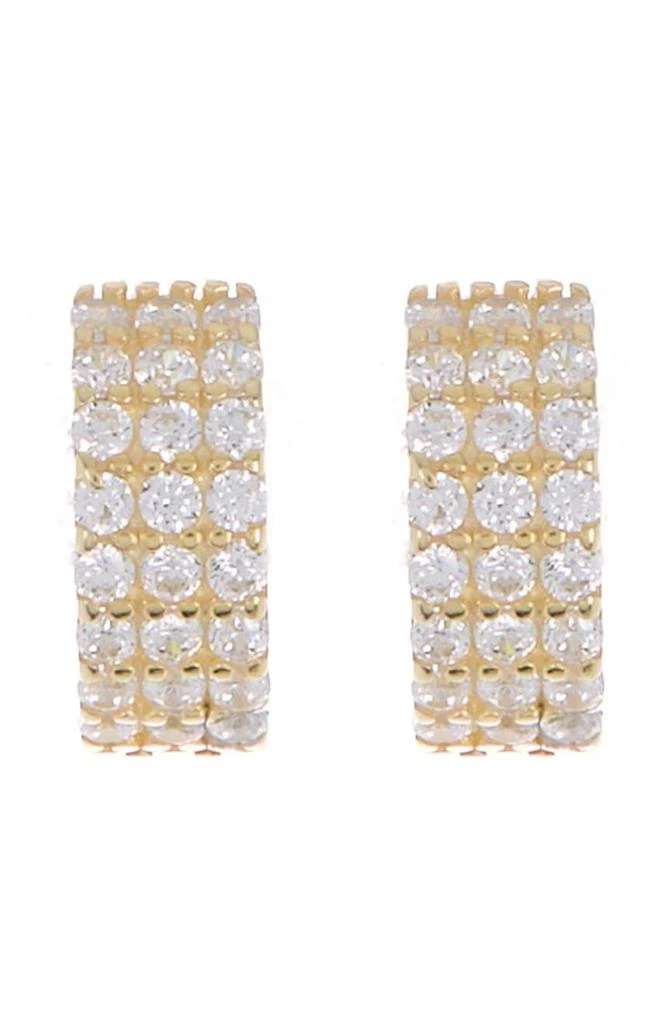 商品ARGENTO VIVO STERLING SILVER|Argento Vivo 18K Gold Vermeil 3-Row CZ Pave Hoop Earrings,价格¥116,第1张图片