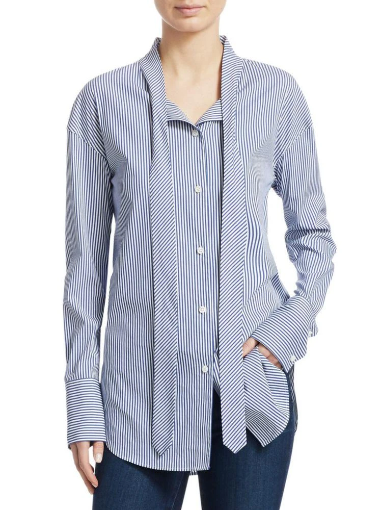 商品Theory|Weekender Stripe Tie Neck Blouse,价格¥671,第1张图片