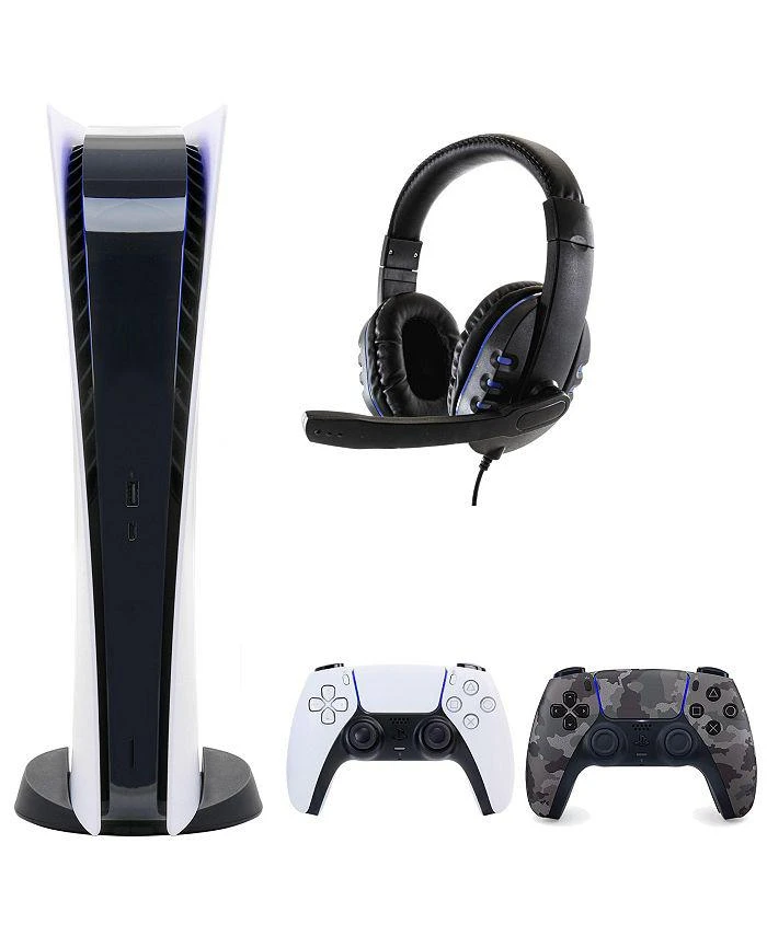 商品SONY|PS5 Digital Console with Extra Gray Camo Dualsense Controller and Universal Headset,价格¥5549,第1张图片