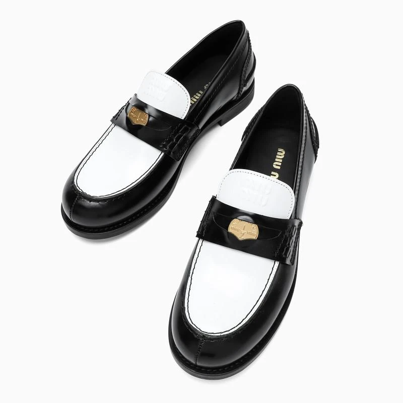 Black/white leather Penny loafers 商品