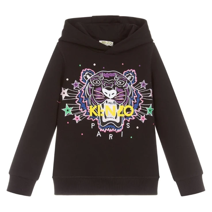 商品Kenzo|KENZO 男童黑色棉质虎头刺绣连帽卫衣 KP15138-02,价格¥1077,第1张图片