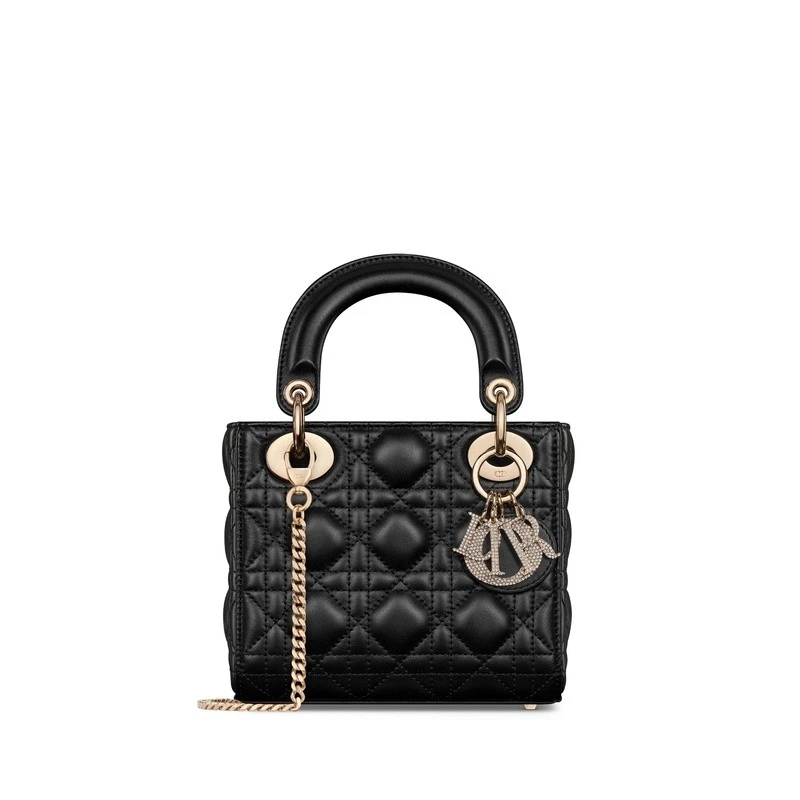 商品Dior|Dior 迪奥 Lady Dior系列女士黑色羊皮手提包,价格¥38492,第1张图片