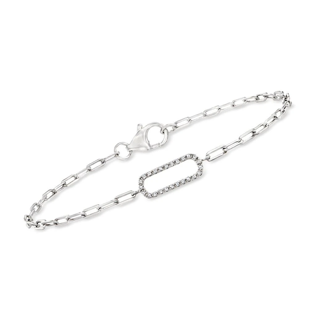 商品RS Pure|by Ross-Simons Diamond Paper Clip Link Bracelet in Sterling Silver,价格¥876,第1张图片