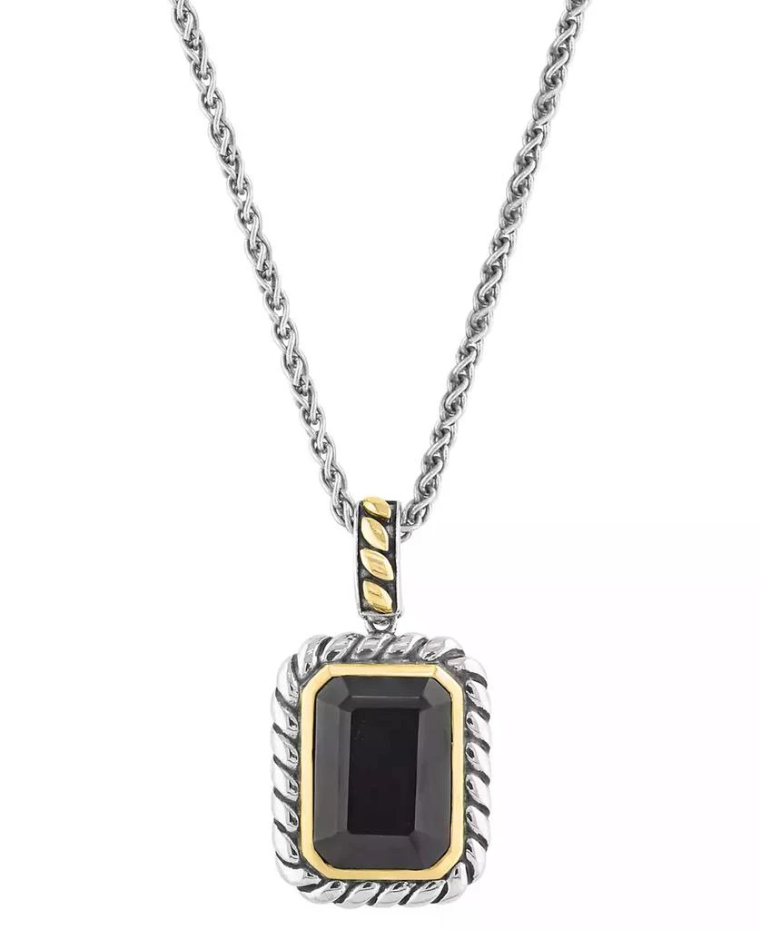 商品Effy|EFFY® Onyx Rope-Framed 18" Pendant Necklace in Sterling Silver & 14k Gold-Plate,价格¥5305,第3张图片详细描述