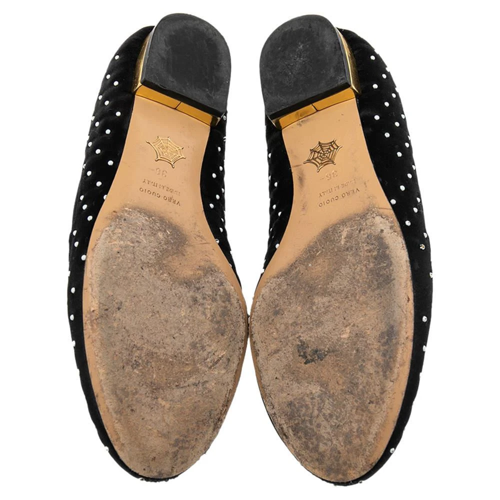 Charlotte Olympia Black Satin White Studed Bow Ballet Flats Size 36 商品