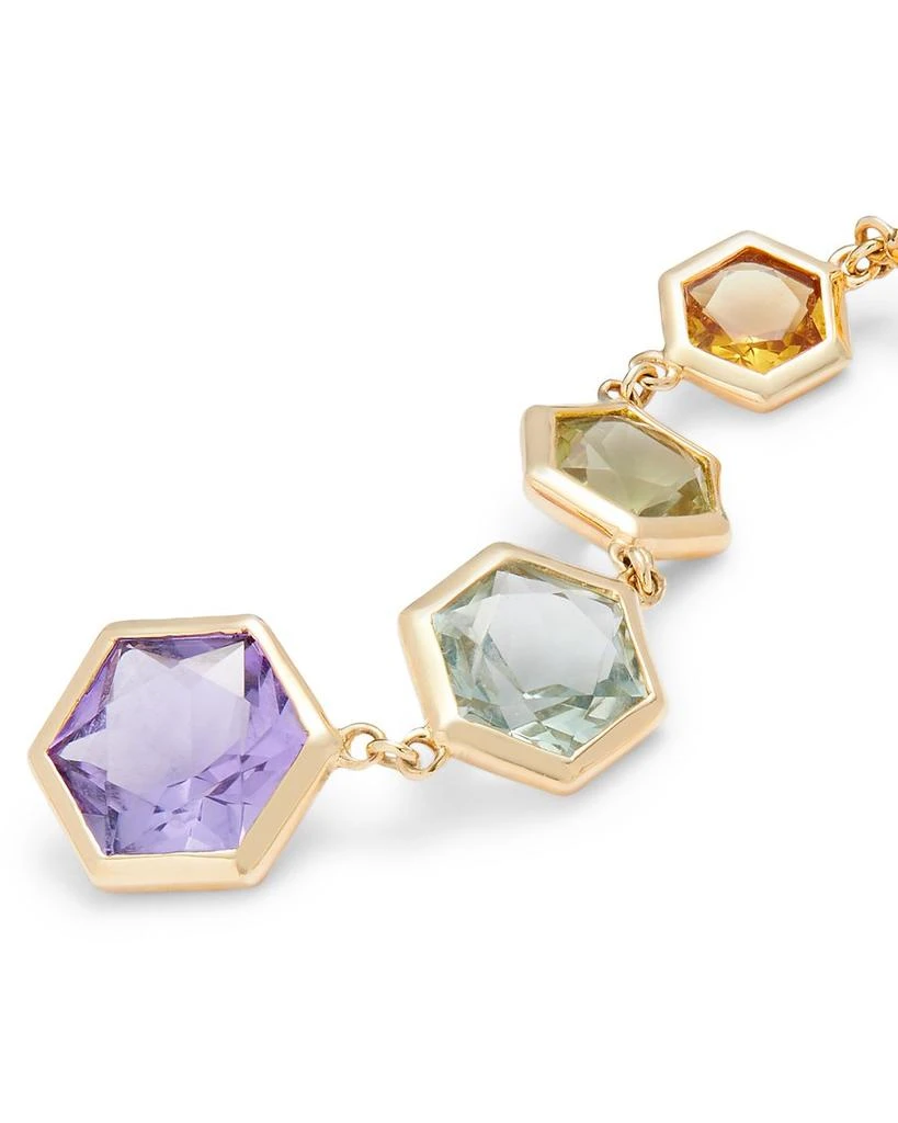 Multi Gemstone Hexagon Drop Earring in 14K Yellow Gold 商品