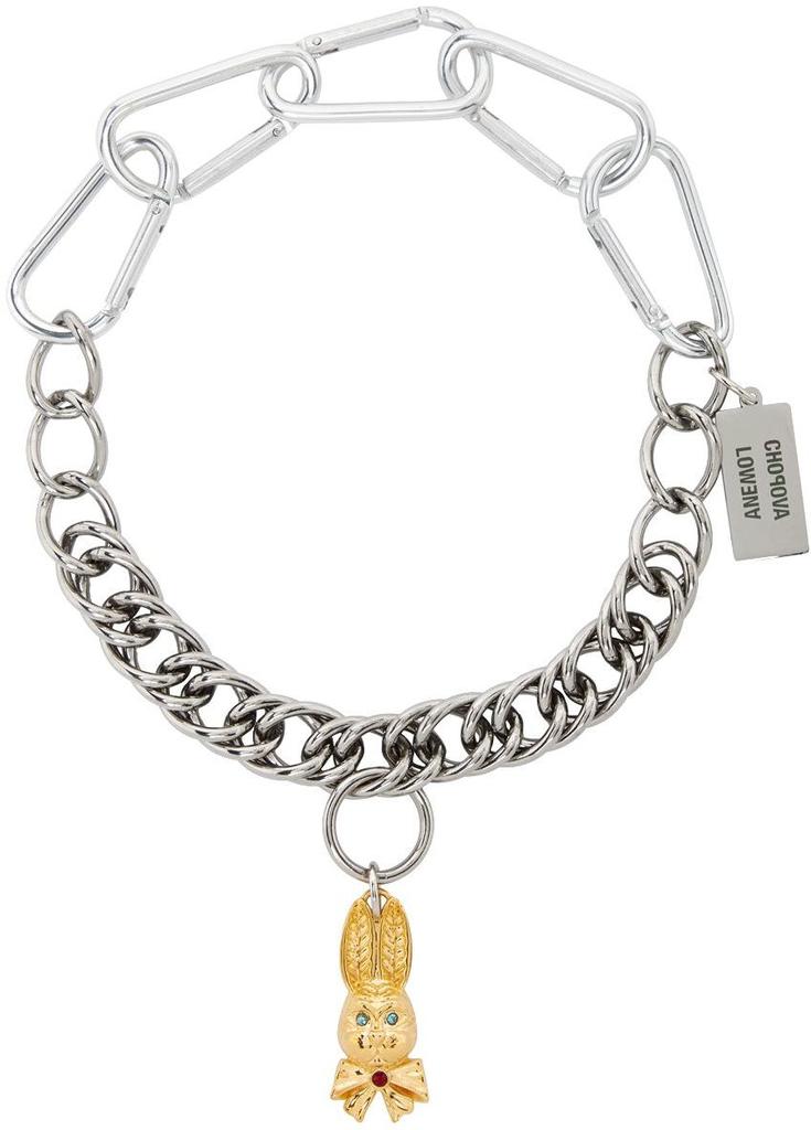 SSENSE Exclusive Silver & Gold Bunny Pendant Necklace商品第1张图片规格展示