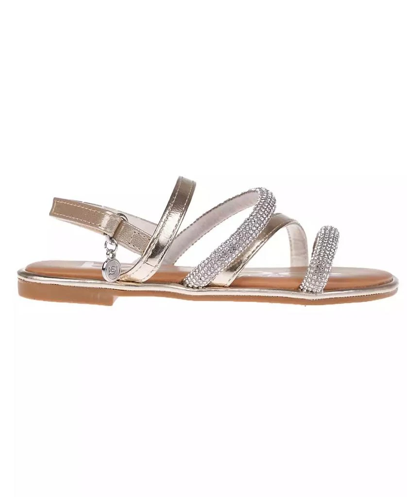 商品Bebe|Big Girl's Flat Sandal with Tubular Rhinestone Strapping and Hanging Charm Polyurethane Sandals,价格¥140,第2张图片详细描述