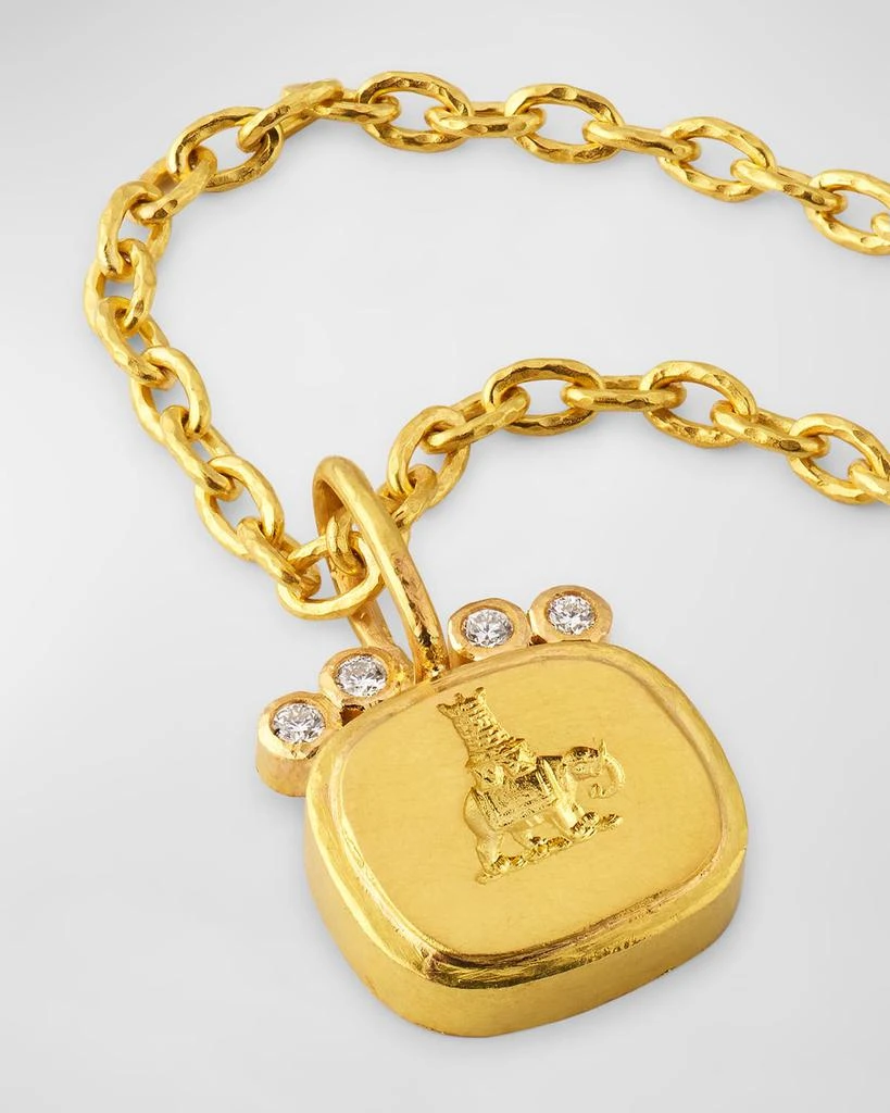 商品Elizabeth Locke|19K Yellow Gold Elephant Castle Pendant with 2mm Diamonds,价格¥22252,第4张图片详细描述
