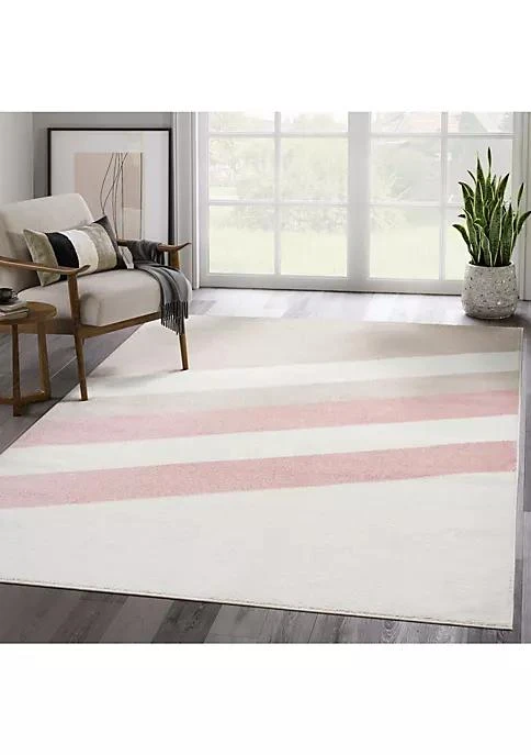 商品Abani Rugs|Rugs Deco Dec150a Cream Blush Pink Diagonal Lines Area Rug 79 X 102,价格¥1477,第1张图片