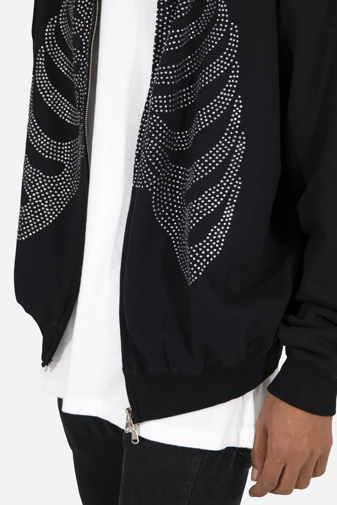 Rhinestone Skeleton Zip Up Hoodie - Black 商品