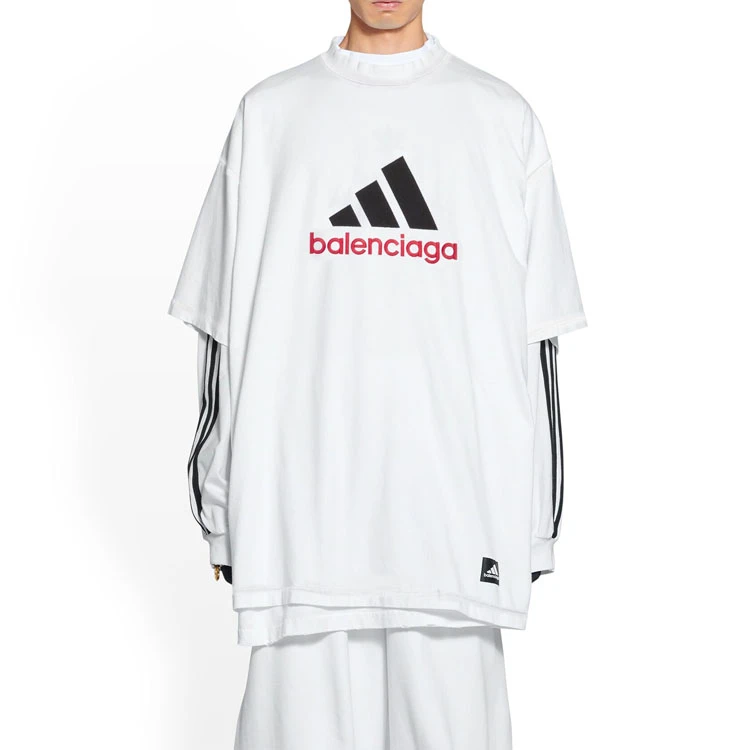 商品[国内直发] Balenciaga|巴黎世家 x adidas  x Adidas联名 Logo字母刺绣短袖T恤 宽松版型 男女同款 白色,价格¥3542,第8张图片详细描述
