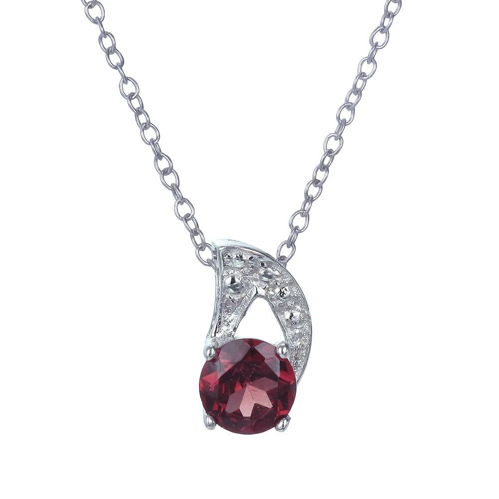 商品Vir Jewels|1/2 cttw Pendant Necklace, Garnet Pendant Necklace for Women in .925 Sterling Silver with Rhodium, 18 Inch Chain, Prong Setting,价格¥324,第2张图片详细描述