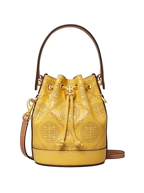 商品Tory Burch|T Monogram Leather Bucket Bag,价格¥839,第1张图片