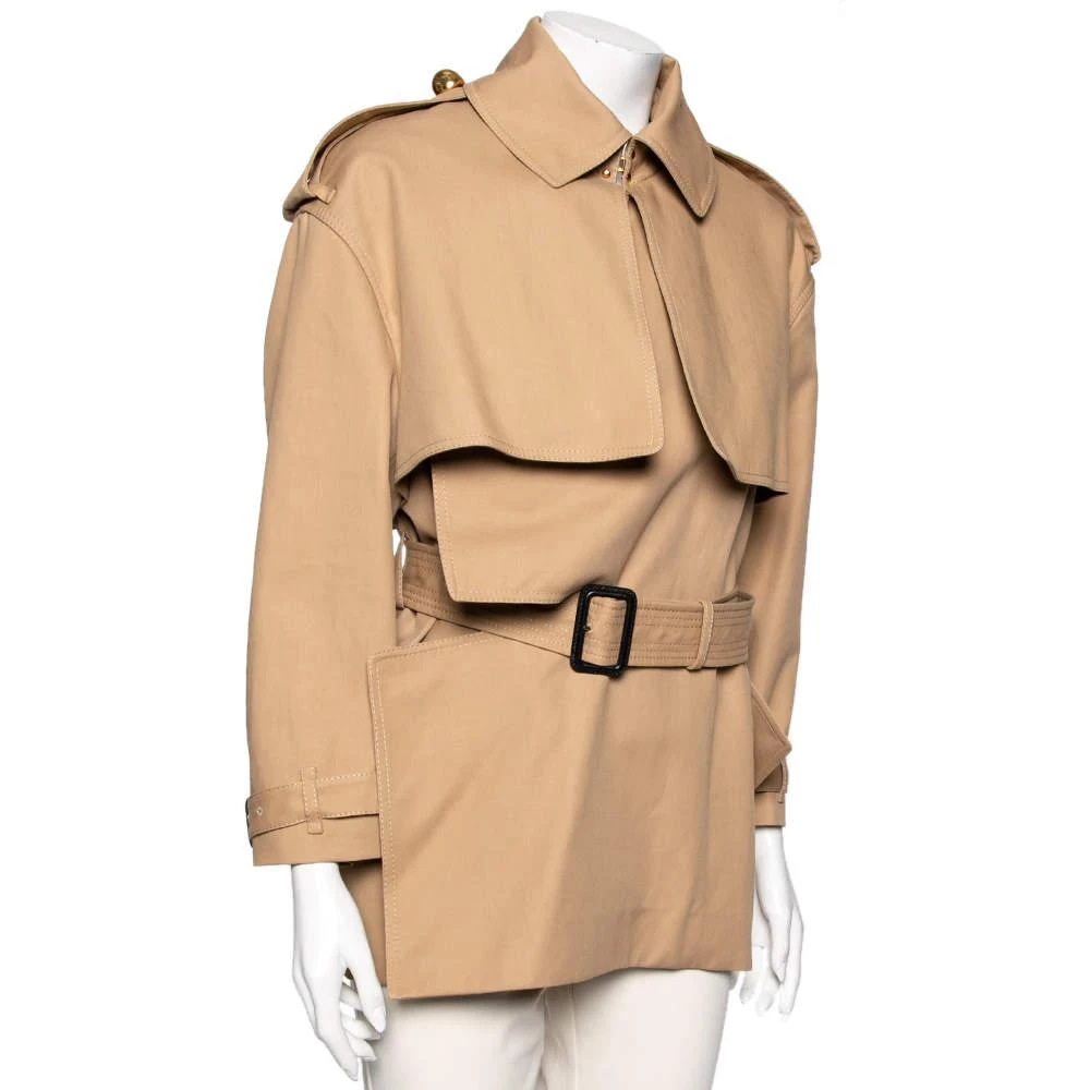 商品[二手商品] Burberry|Burberry Beige Cotton Draped Collar Belted Trench Coat S,价格¥3572,第2张图片详细描述