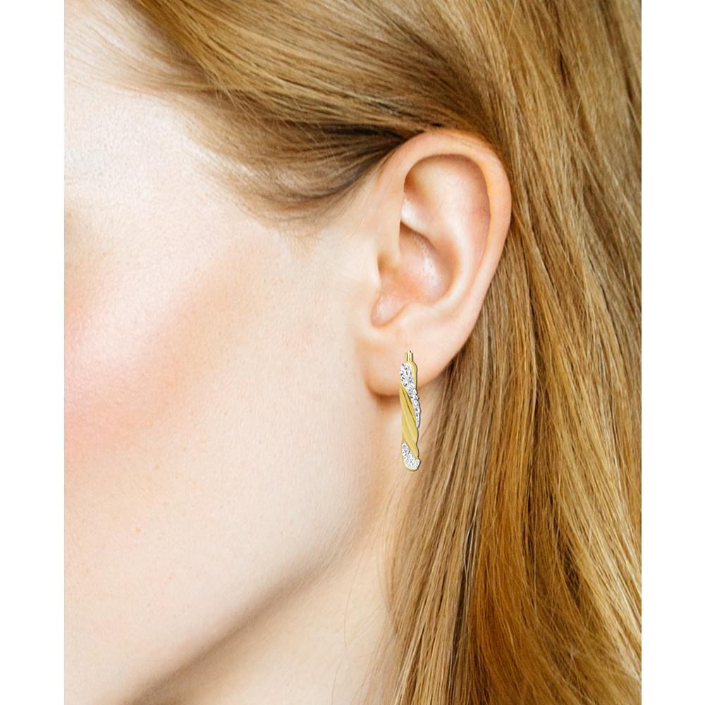 商品Essentials|Clear Crystal Twisted Click Top Hoop Earring in Silver Plate or Gold Plate,价格¥110,第5张图片详细描述