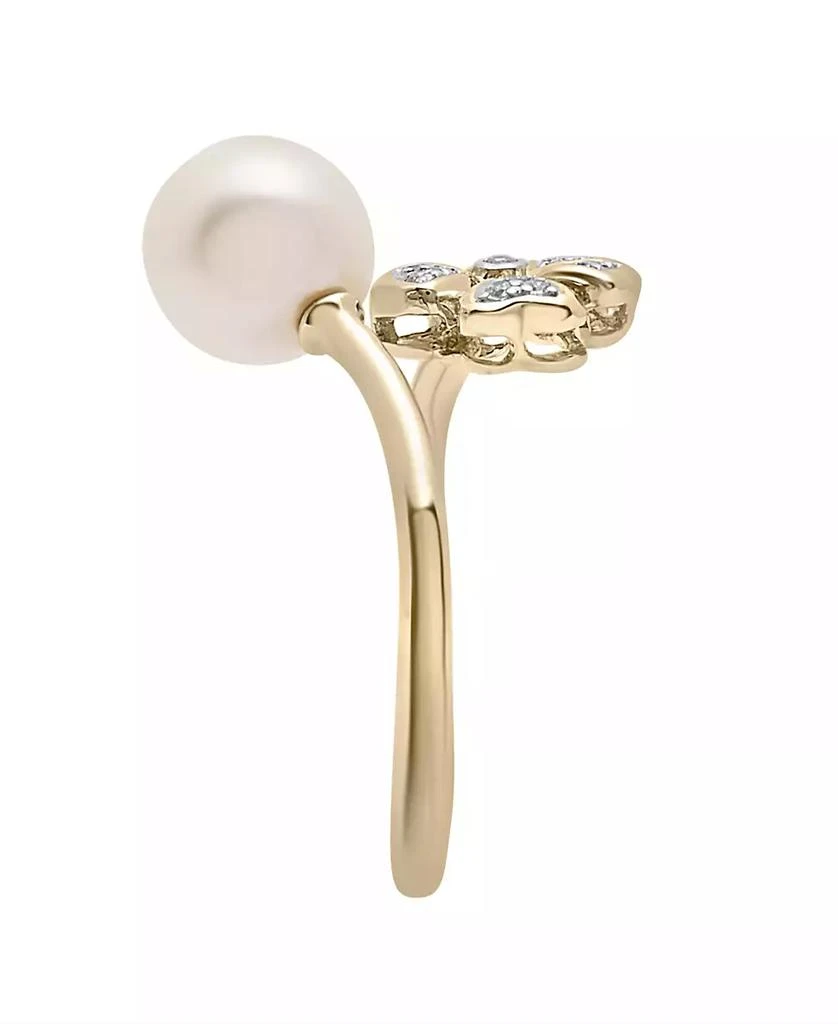商品Macy's|Cultured Freshwater Pearl (8mm) & Diamond (1/10ct. tw.) Flower Ring  in 14K Yellow Gold,价格¥3063,第4张图片详细描述