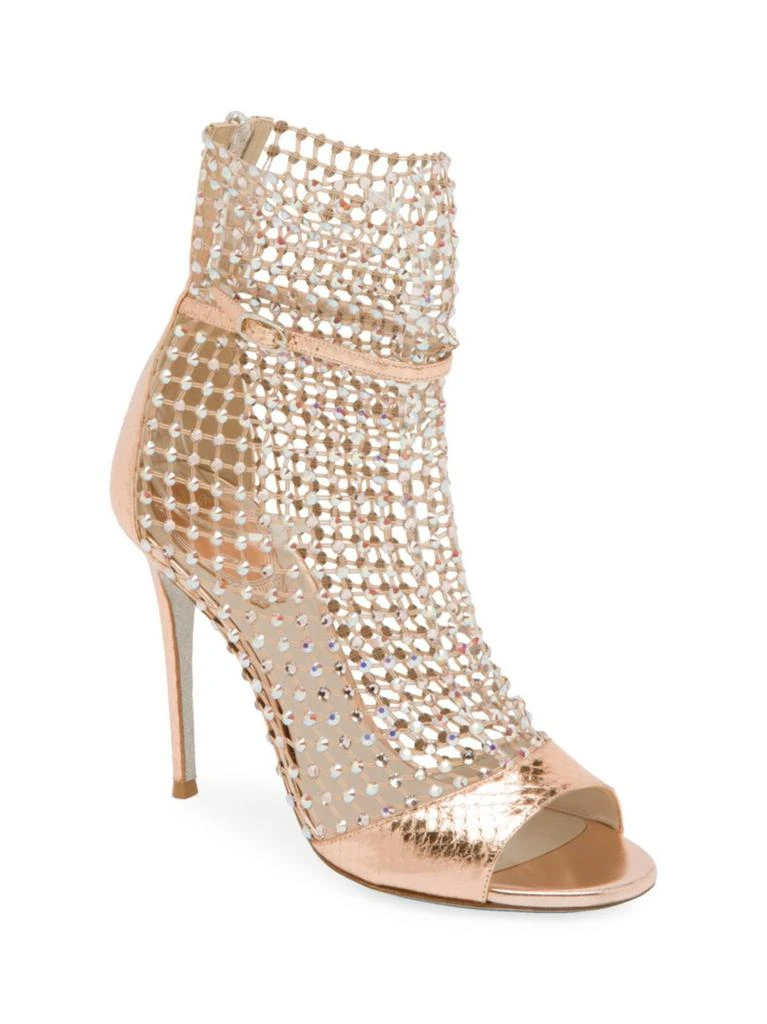 商品Rene Caovilla|Galaxia Crystal Mesh Snakeskin-Embossed Metallic Leather Sandals,价格¥5227,第2张图片详细描述